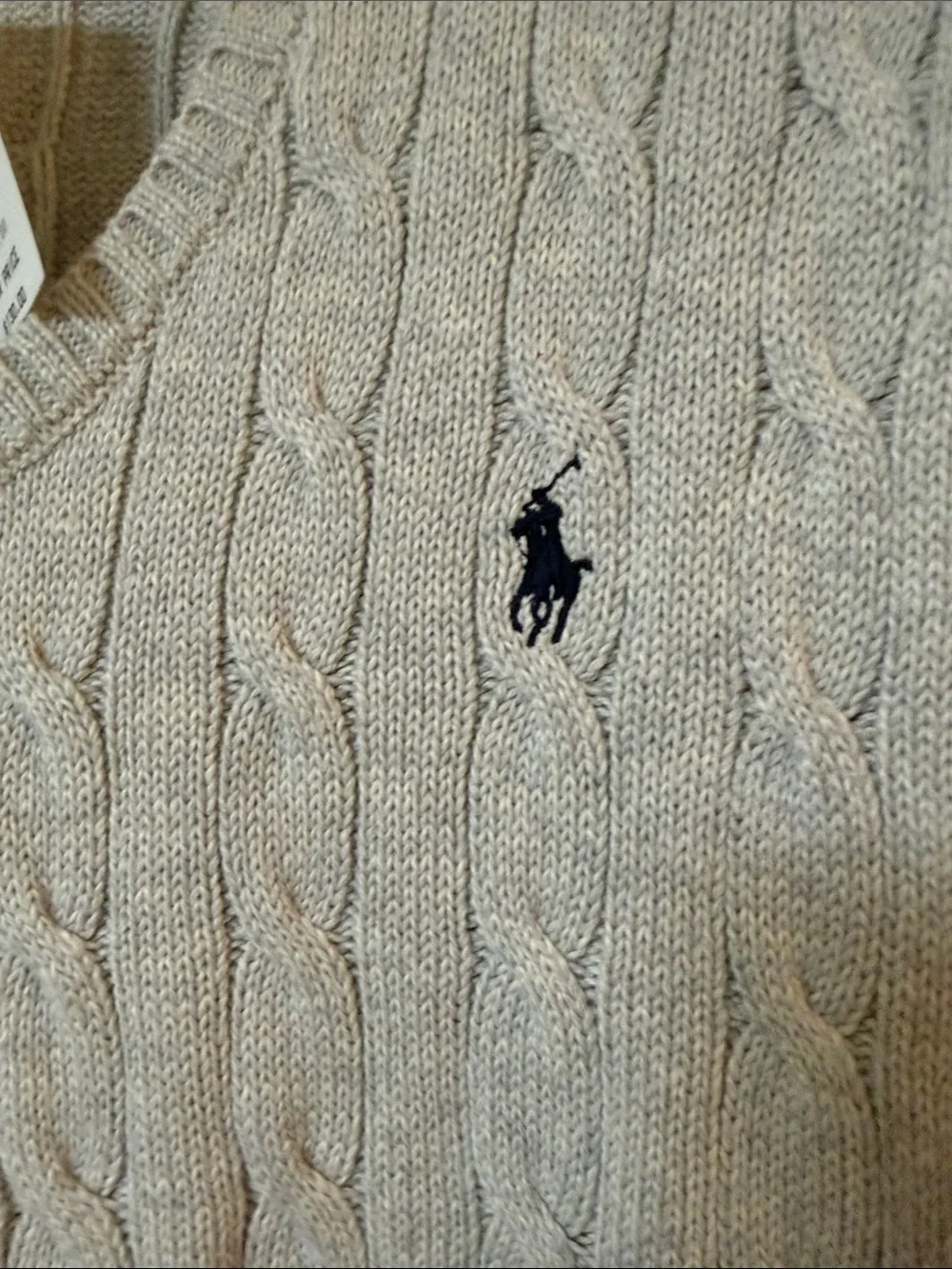 Polo by Ralph Lauren Light Gray Cable Knit V-Neck Sweater Vest